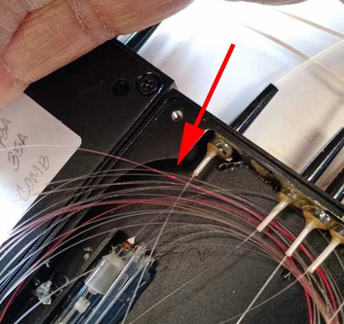 Broken fiber found with visual fault locator