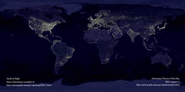 NASA earth from space at night