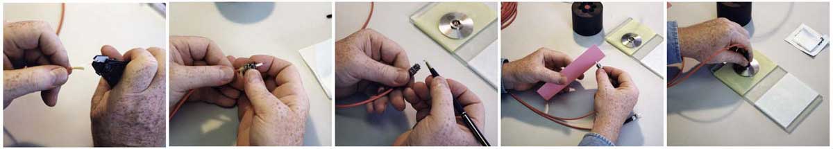 Fiber optic termination by adhesive/polish method